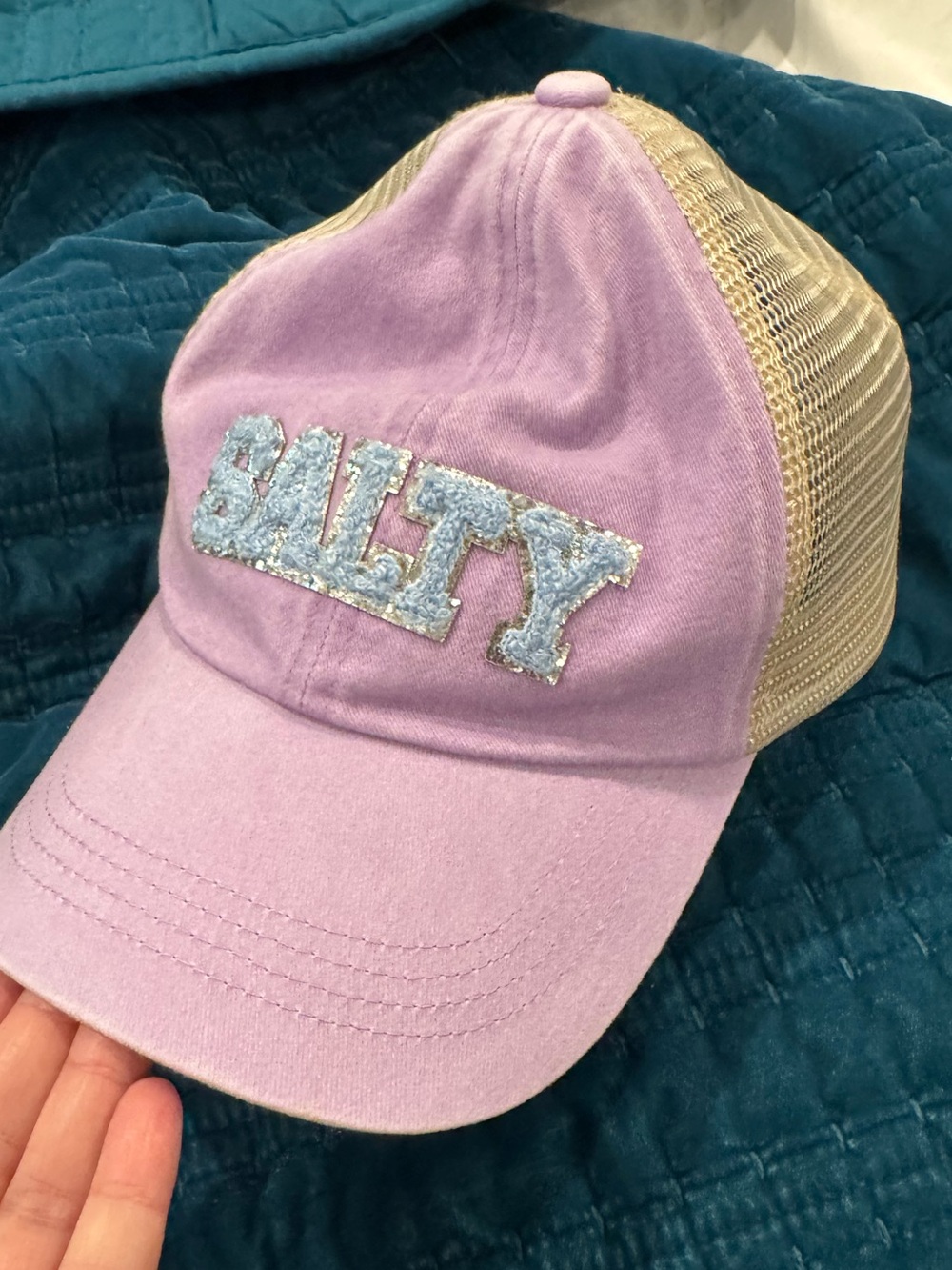 'SALTY' Lavender Blue Sequin Mesh Trucker Hat